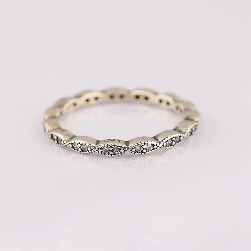 

100% 925 Sterling Silver Pan Ring New Sparkling Leaves With Crystal Cz Pan Ring For Women Wedding Party Gift Fashion Jewelry