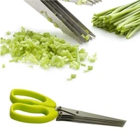 1pcs 5 layer stainless steel kitchen scissors 15 cm long for cutting shallot and rosemary chopping tool