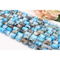 15x18mm natural smooth columnar shape blue fire agate stone beads for diy necklace bracelet jewelry make 15 free delivery