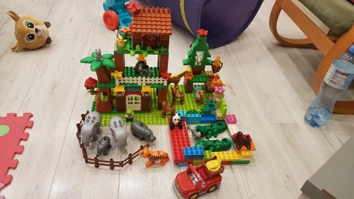 3 комплекта Конструкторы duplo наборы джунглей животных блоки Большой размер DIY enleten кирпичи совместимые Фигурки Игрушки для маленьких детей