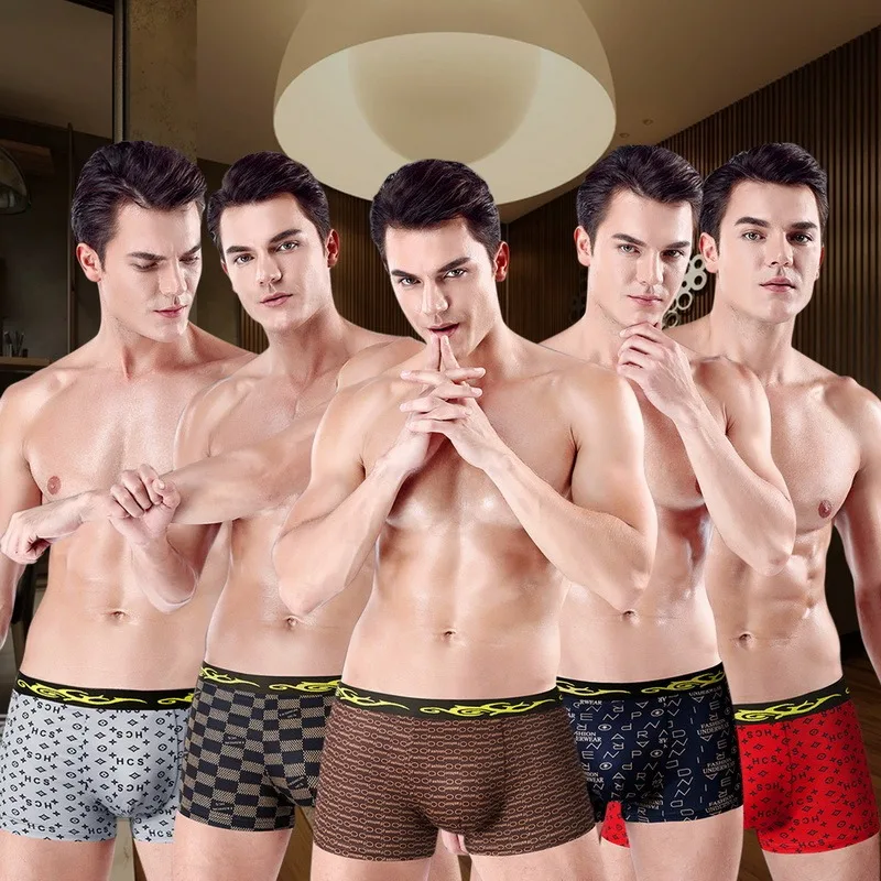 

4Pcs/Lot Men's Underwear Pure Cotton Modal Boxer Pants High-end Student Fashion Four Corner Underpants Breathable Underwear Men