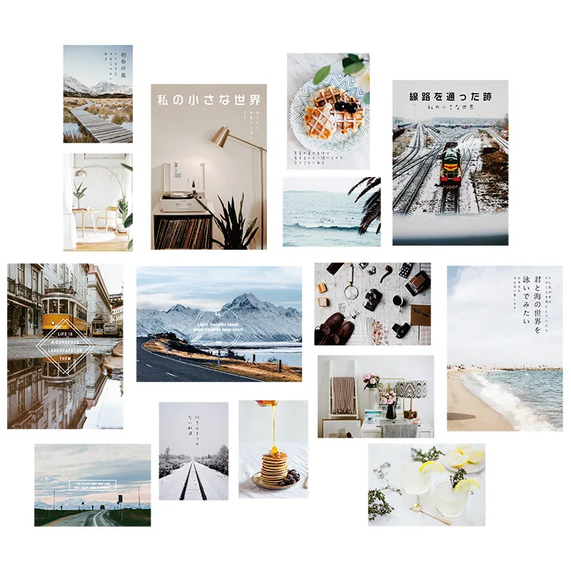 

15pcs Nordic Wall Decoration Cards Paper Poster Painting Photo Wall Paper Decoration Bar Cafe Drawing Office Stationery Sticker