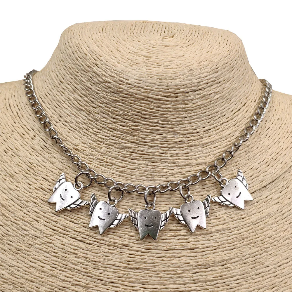 Оригинальное защитное ожерелье для зубов в стиле ретро роскошное с кулоном