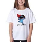 Летняя детская футболка аниме забавная кавайная футболка Лило и Ститч одежда для молодежи Harajuku дикие топы для мальчиков и девочек детские футболки