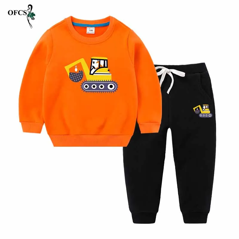 

Children Winter Warm Clothes Baby Boys Cartoon Clothing Sets Long Sleeve Sweatsets T-shirt+Trousers 2Pcs/Set Girls Kids Suit 12T