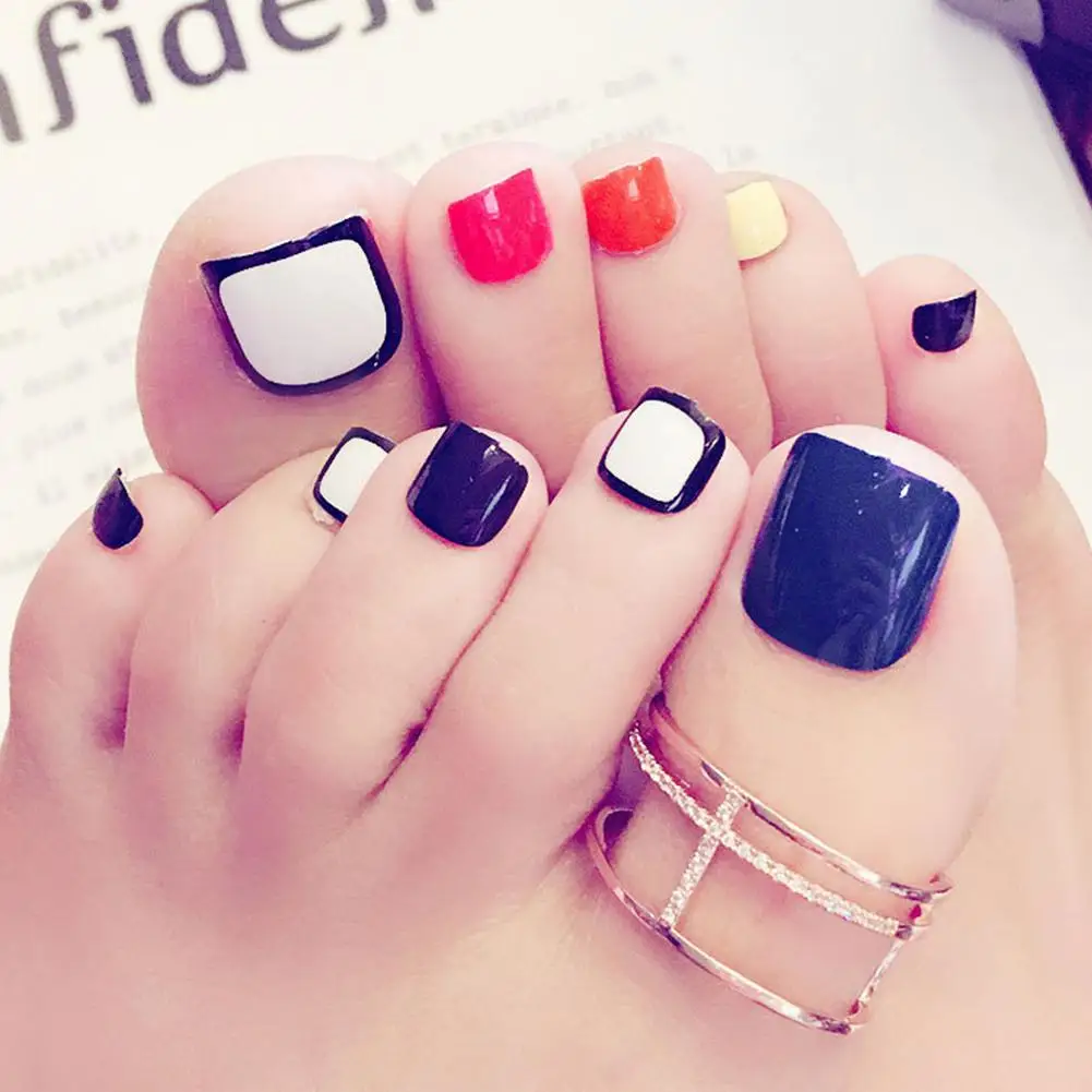 24 шт модные простые цветные накладные ногти наклейки из акрила для французского