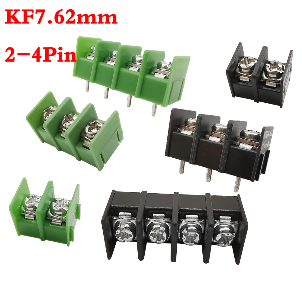 

100Pcs KF7.62 mm 2-4 Pin PCB Mounting Connector Pitch 7.62mm Straight Needle 2P 3P 4P 300V 20A PCB Screw Terminal Block Adapter