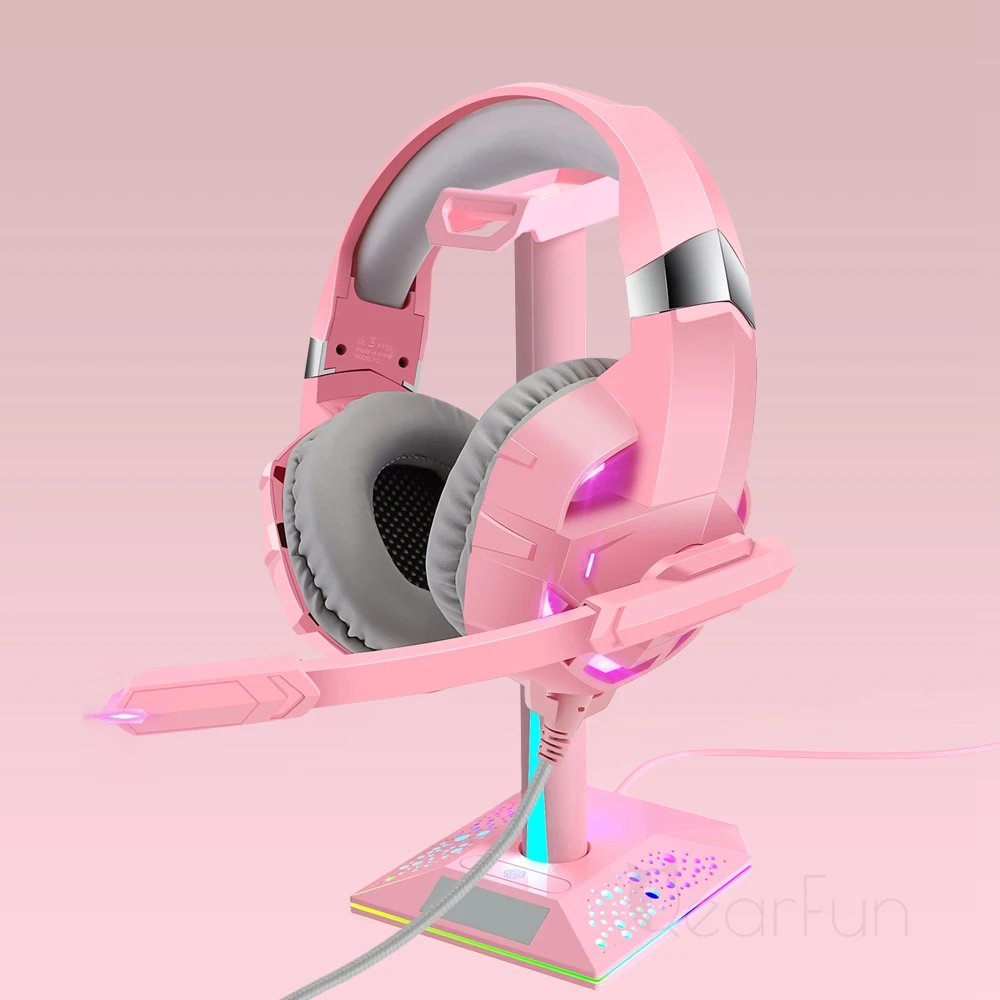 держатель для наушников RGB розовая со стандартным ПК Подставка гарнитуры с