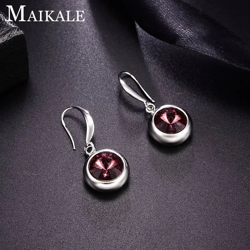 7 MAIKALE, дизайн, длинные серьги, индивидуальный круглый кристалл, модный, золотой, серебристый циркониевый, корейский стиль, серьги для женщин, подарок - Окраска металла: 7