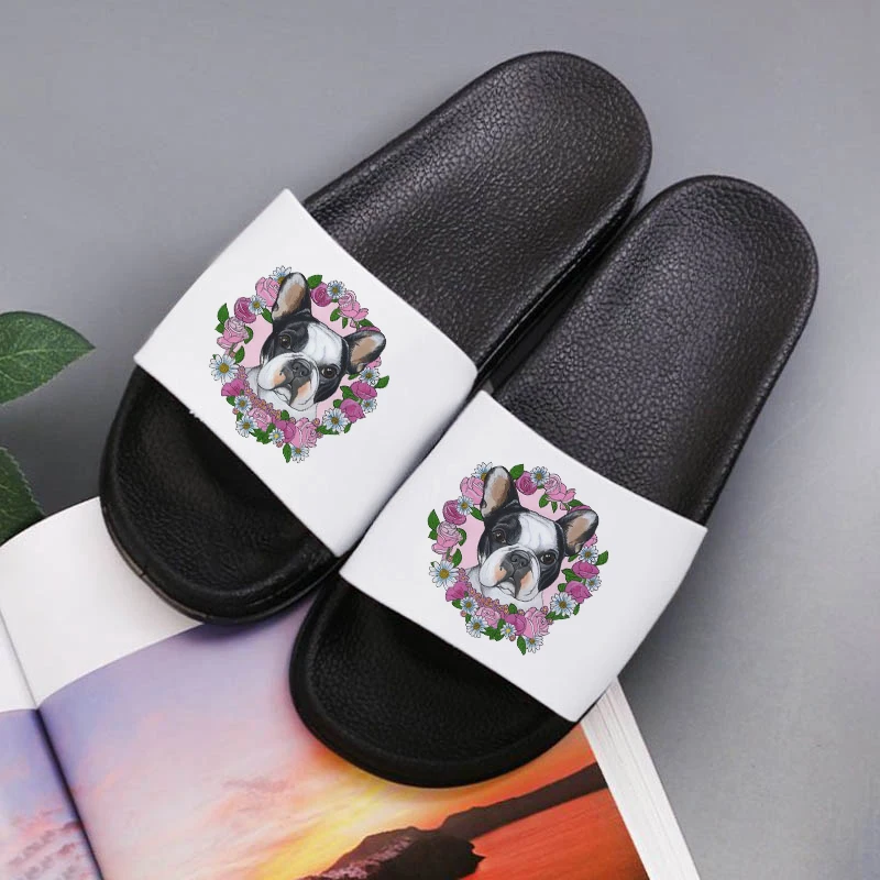 

Cute Cartoon Dog Slippers Women Slides Unisex Non-Slip Sandals Soft Sole Flip Flops Bathroom Home Beach Couples Female Shoes