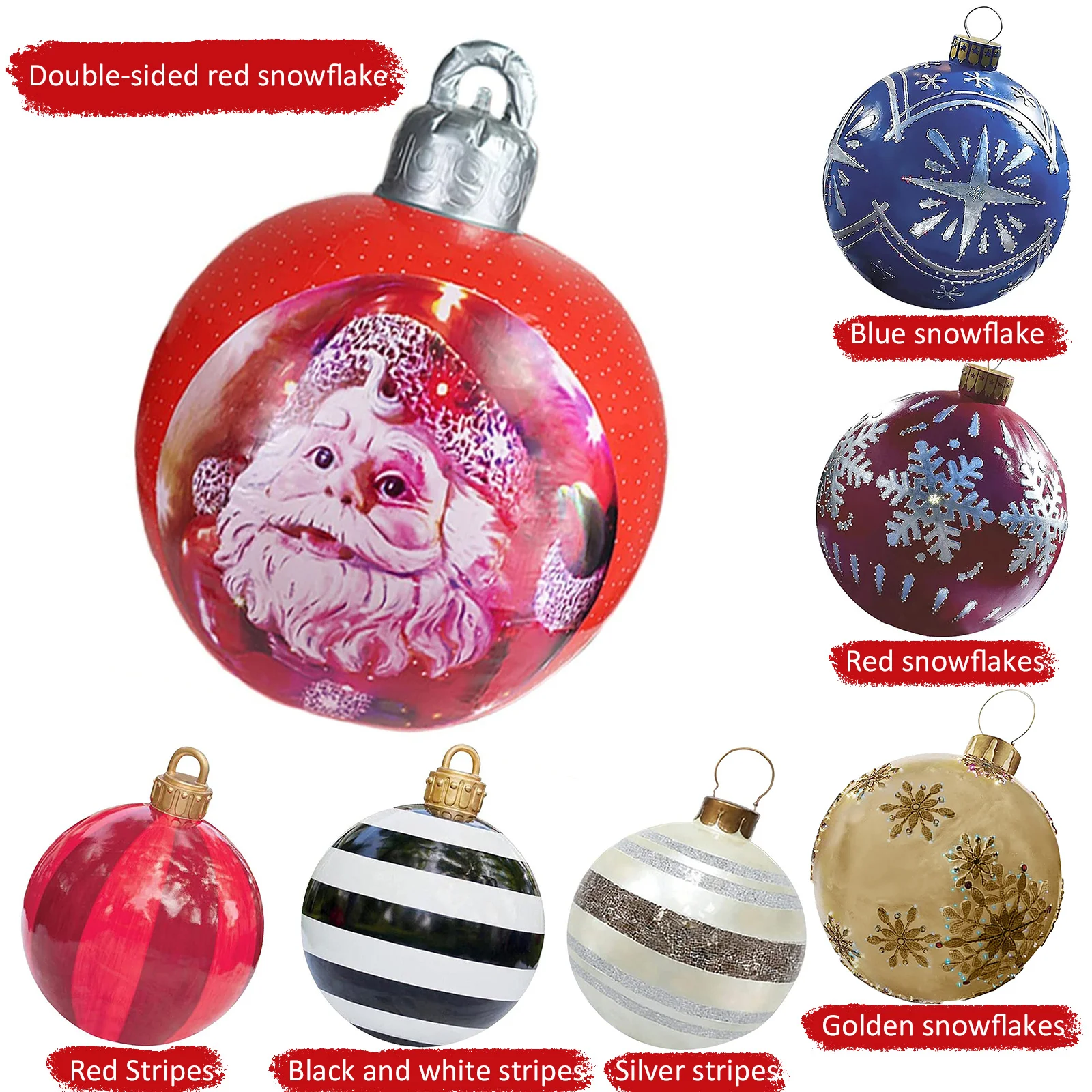 

60cm Christmas Balls Christmas Tree Decorations Outdoor Atmosphere PVC Inflatable Toys For Home Christmas Gift Ball Xmas