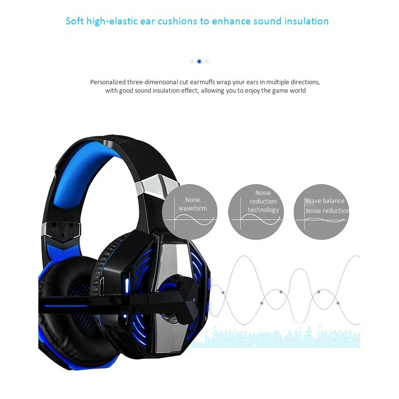 

Gaming Headset, Head-Mounted LED Light Wired Headset, Computer Noise Reduction Gaming Headset with Microphone 3.5Mm+USB