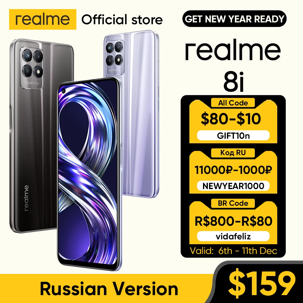 Realme-Smartphone 8i versi&oacute;n rusa, Helio G96, Octa Core, pantalla FHD de 6,6 pulgadas, 120Hz, c&aacute;mara Triple ia de 50MP, carga r&aacute;pida de 5000mAh-0