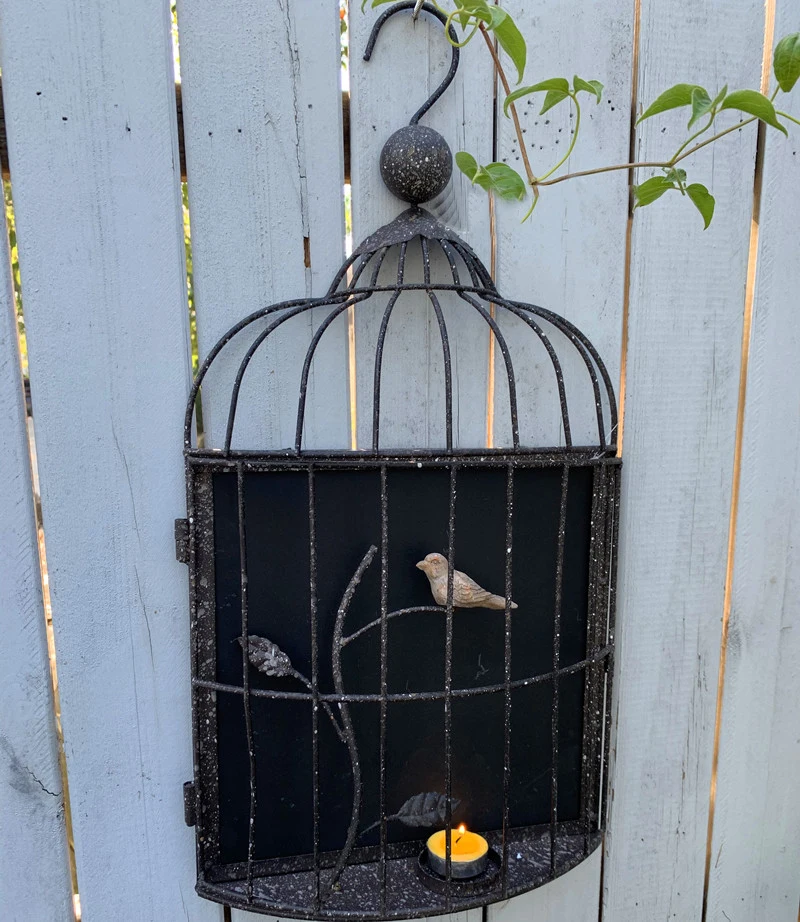 

Handcrafted Metal Bird Cage Wall Decor Blackboard Vintage