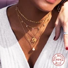 Женское Ожерелье CANNER из настоящего серебра 925 пробы, квадратная цепочка с бриллиантами до ключиц, чокер, ожерелье, ювелирные изделия