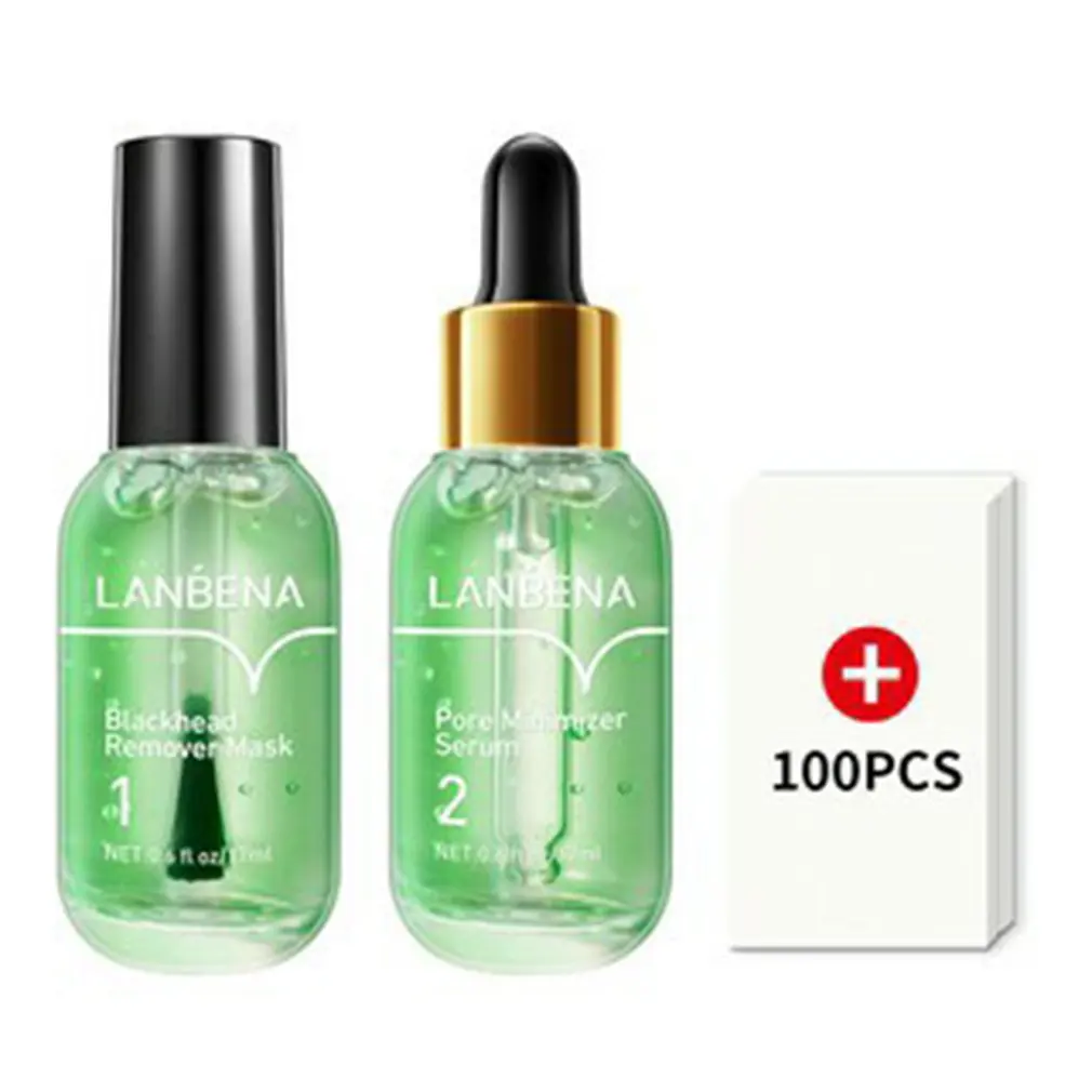 

Blackhead Remover Serum 17ml +100PCS PATCHES Shrink Pore Facial Serum Peeling Off Mask Skin Care Pimple Treatment Essence