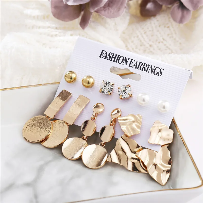 HOCOLE модные геометрические золотые серьги гвоздики набор для женщин богемные