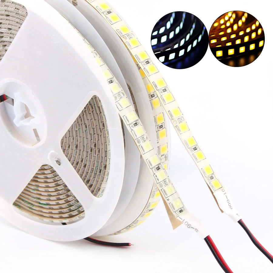 

DC 12V 24V SMD 5054 LED Strip light 5M 120leds/m Flexible Tape ledstrip diode waterproof brighter than 5050 White/Warm White