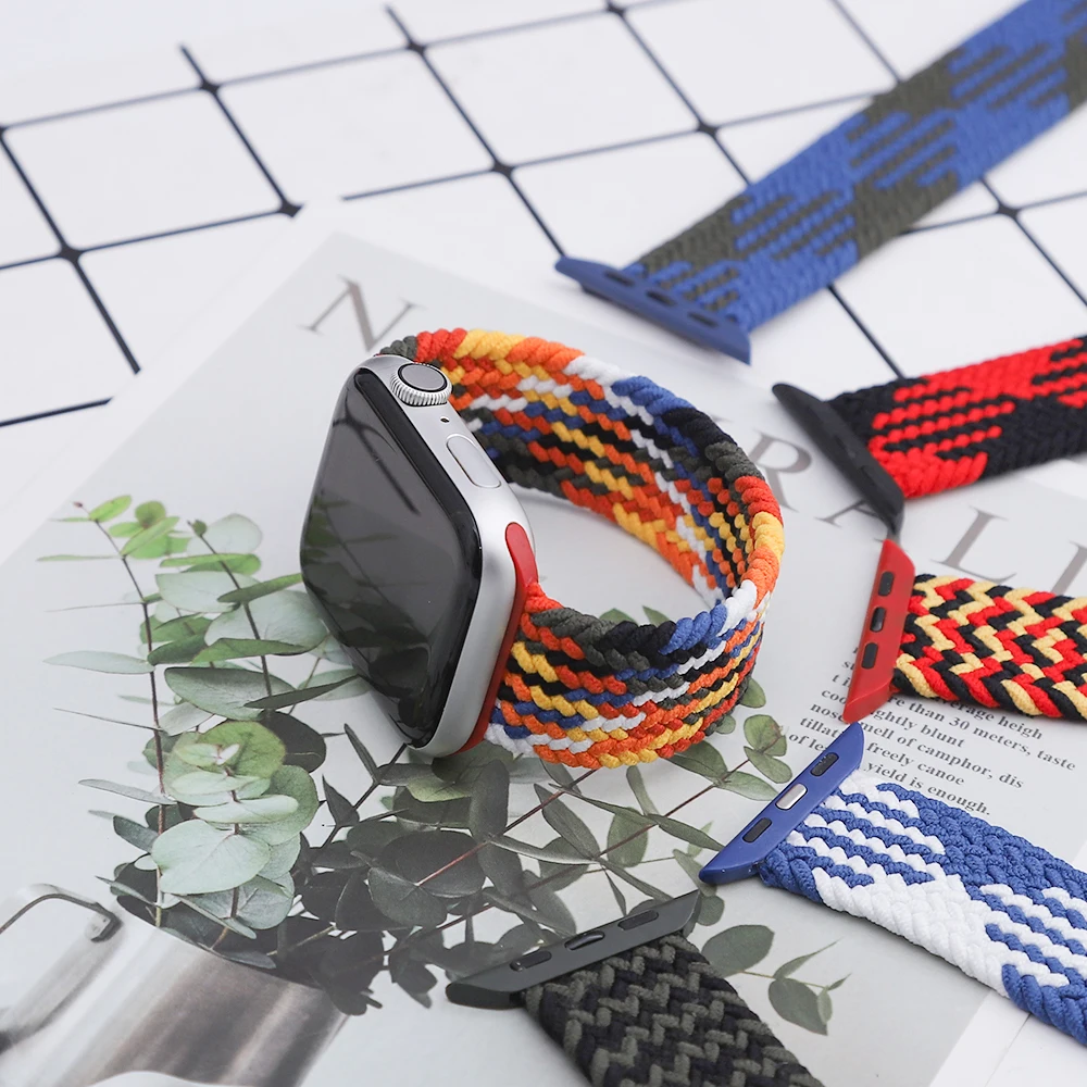 

Braided Solo Loop For Apple watch band 44mm 40mm 38mm 42mm Fabric Nylon Elastic belt bracelet iWatch series 3 4 5 se 6 strap