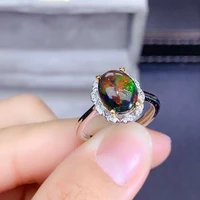 kjjeaxcmy fine jewelry 925 sterling silver inlaid natural black opal luxury girl new gemstone ring support test chinese style