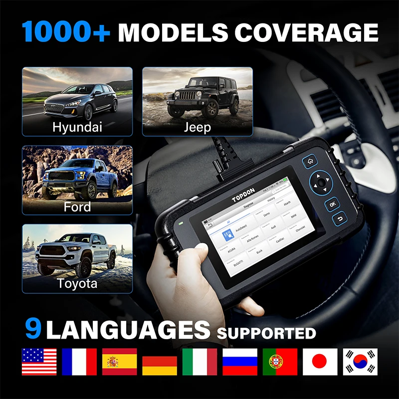 

TOPDON ArtiDiag600 OBD2 Scanner Auto Code Reader 4 System Car Diagnostic Tool ABS SRS Engine Test Automative Scanner Free Update