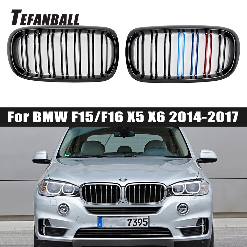 

Pair Car Kidney Grill Gloss Black M Racing Grille For BMW F15/F16 X5 X6 2014 2015 2016 2017 Car Tuning Front Grills Accessories