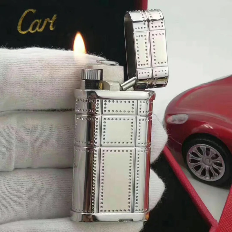 

100% new ceramic metal carving luxury lighter cigarette lighter open flame oblique fire French brand collection male gift
