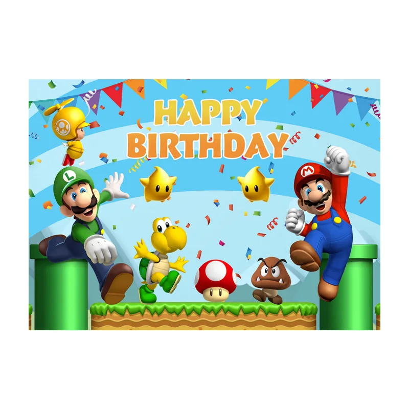 

Mario Birthday Background Cloth Photography Camera Background Children Baby 100 Days Theme Layout Super Mary Cross-Border