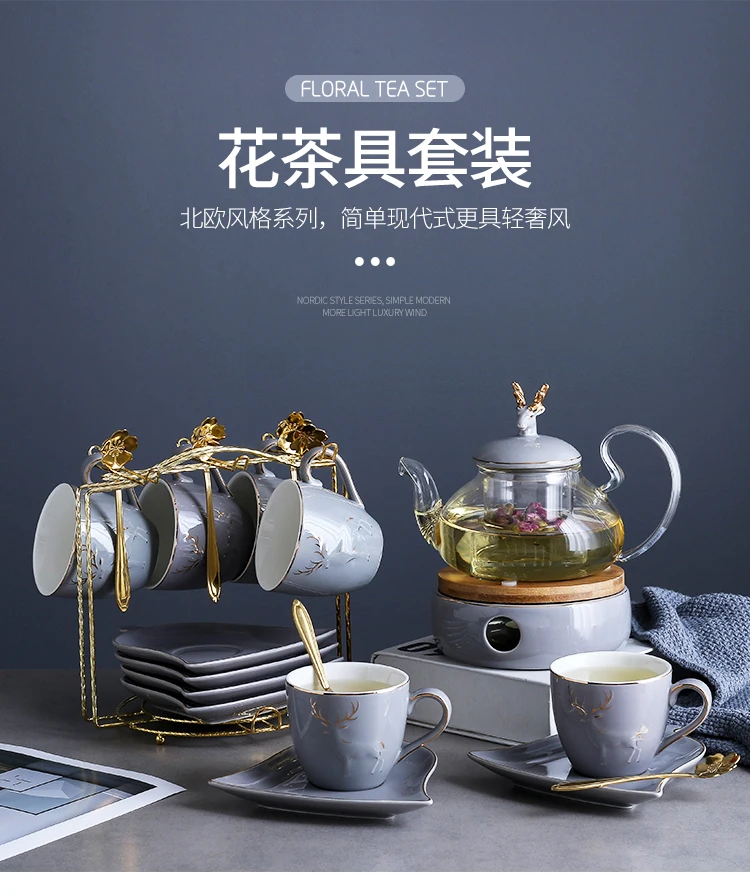 

English-style Northern Europe Wind Ceramics Glass Scented Tea Have Suit Cook Fruits Scented Tea Kettle Afternoon Tea Tea Set