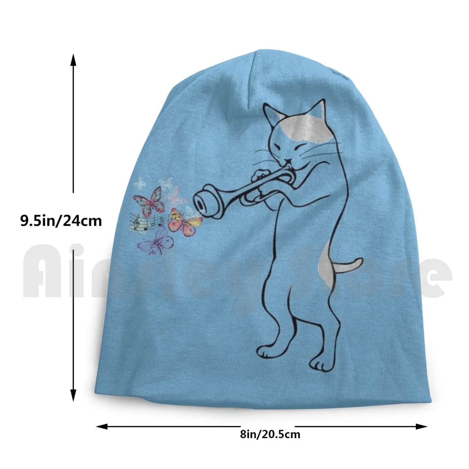 

Jazz Cat Playing Trumpet Beanies Knit Hat Hip Hop Bebop Jazz Jazz Miles Davis Butterflies Cat Music Cute