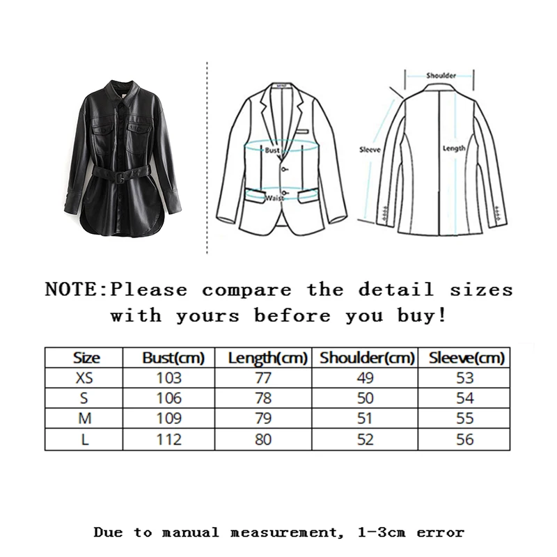 

Vangull Women Fashion PU Faux Leather With Belted Jacket Coat Vintage Long Sleeve Pockets Side Vents Female Outerwear Chic Tops