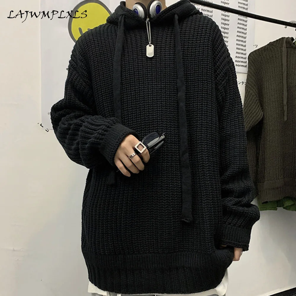 

Thick Hooded Winter Sweater Men's Warm Fashion Casual Retro Knitted Pullover Men Wild Loose Korean Sweaters Mens Clothes M-XL