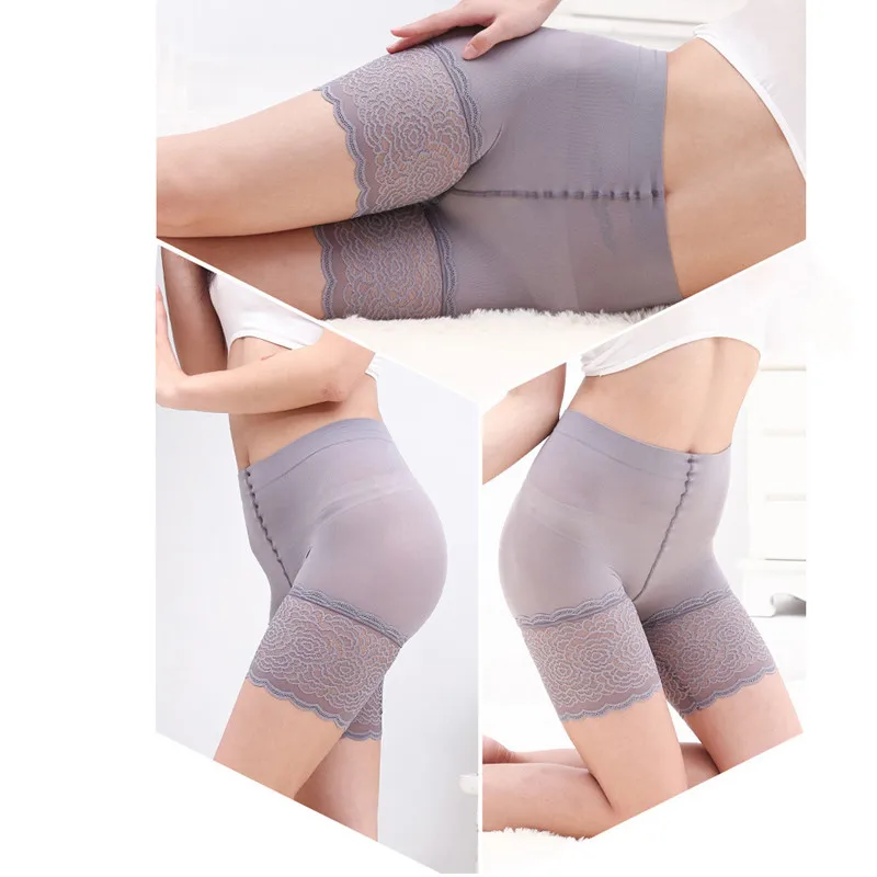 gray Горячая Распродажа, модные женские короткие нейлоновые эластичные кружевные штаны, шорты для безопасности, сексуальное безопасное нижнее белье, белые, черные, женские - Цвет: gray