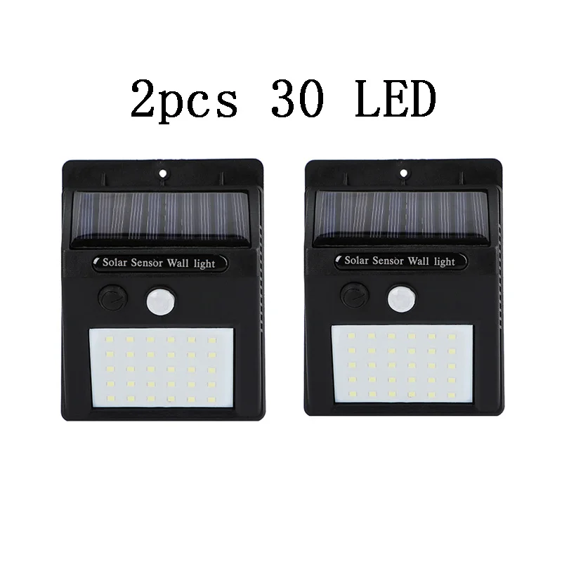 2pcs 30 LED 20/30 Светодиодный Фонари, работающие от солнечной энергии PIR датчик движения Солнечный садовый светильник Открытый водонепроницаемый энергосберегающий настенный светильник - Испускаемый цвет: 2pcs 30 LED