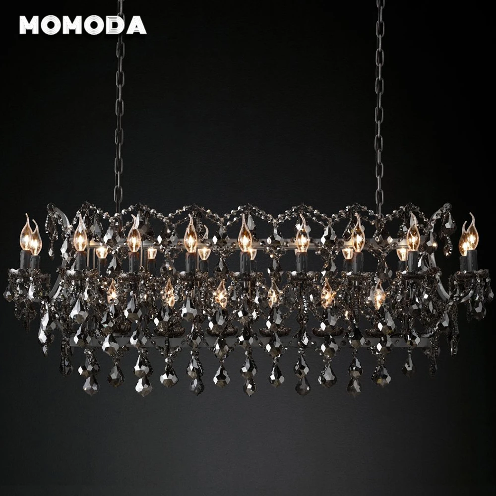 19th C. Rococo железные и хрустальные прямоугольные люстры современные дымчатые свечи