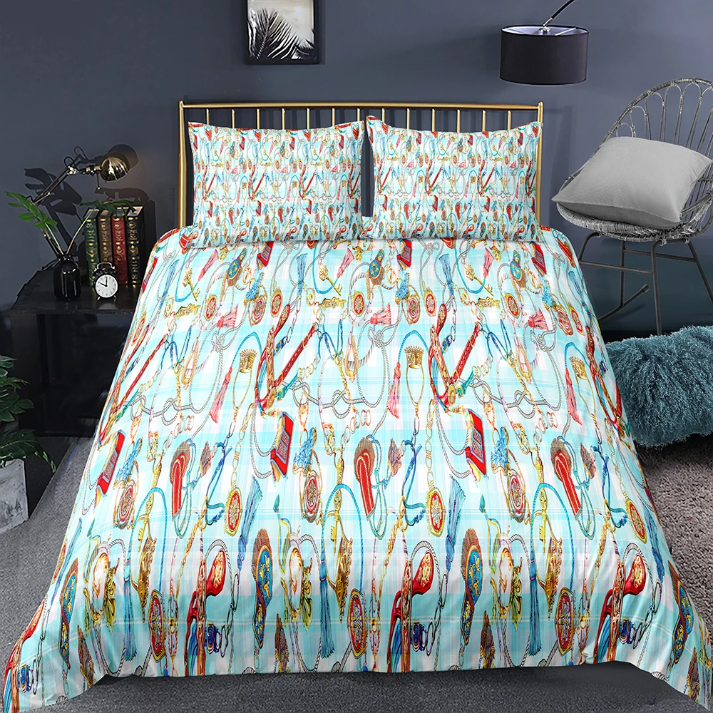 Пододеяльник в стиле барокко Комплект постельного белья с цепочкой и кисточками