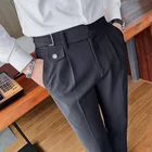 Брюки мужские деловые, офисные модные Костюмные брюки, повседневная облегающая Свадебная уличная одежда, весна 2021