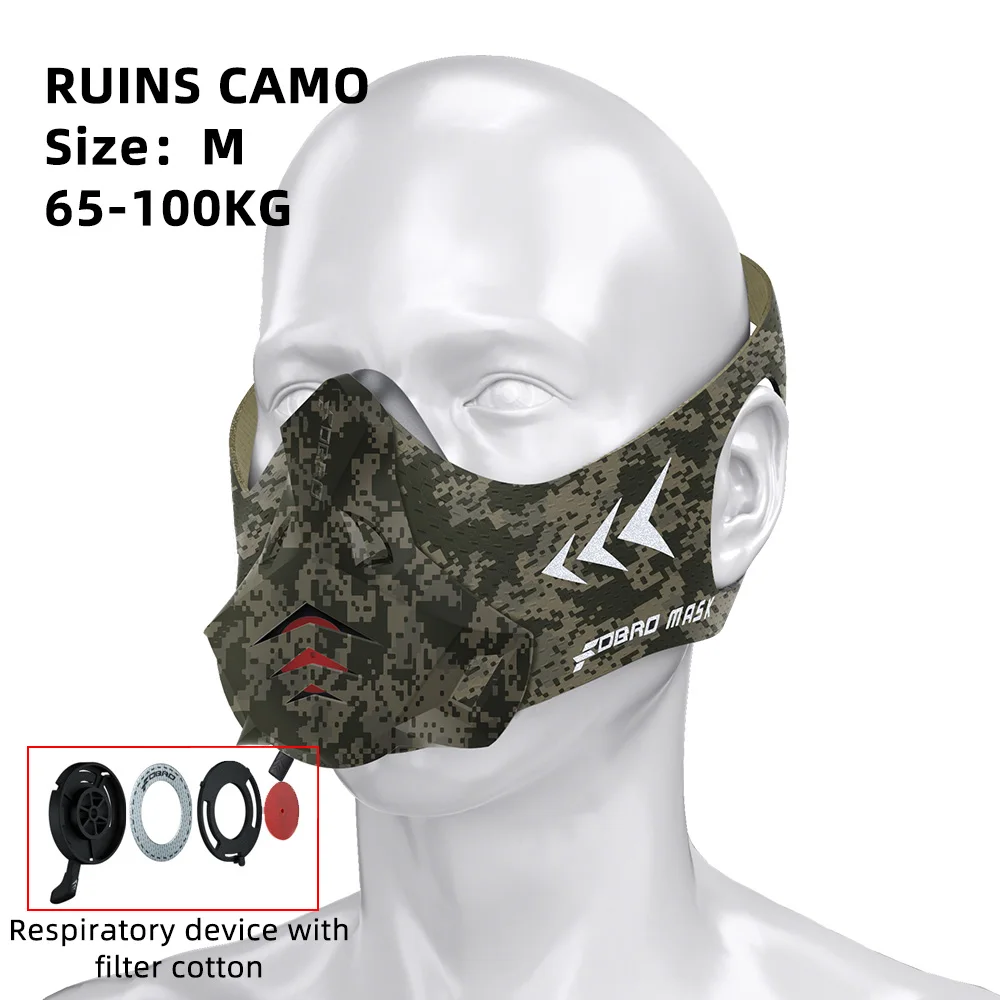 Ruins Camo M FDBRO фитнес-тренировочная Спортивная маска Pro для упражнений, тренировок, бега, сопротивление, кардио, выносливость, спорт, высокая высота, Атлетическая маска - Цвет: Ruins Camo M