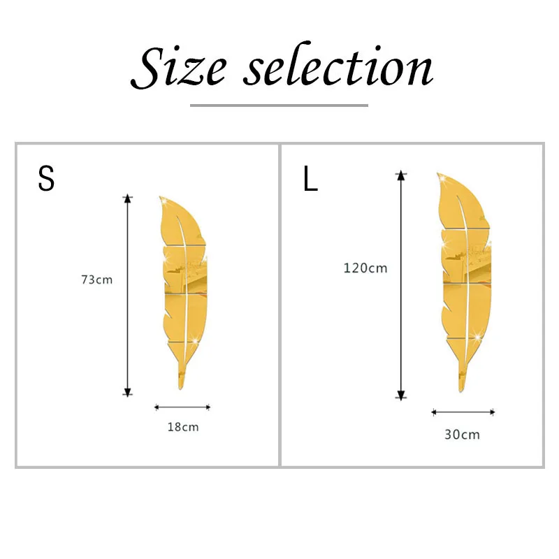 Модная Современная декоративная зеркальная Настенная Наклейка с 3D перьями