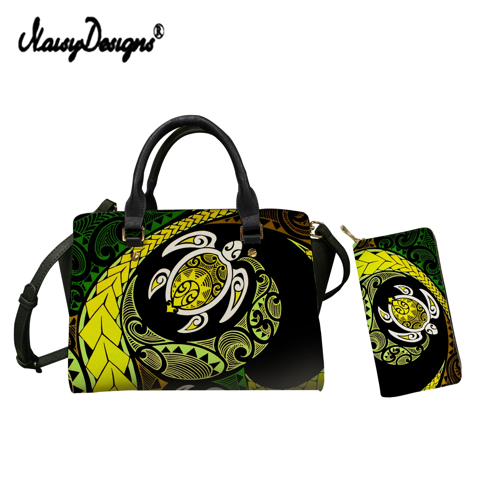 

NOISYDESIGNS Polynesian Tribal Turtle Prints Shoulder Bags Leather Messenger Bag for Women Fashion Handbags Daily Totes Purse