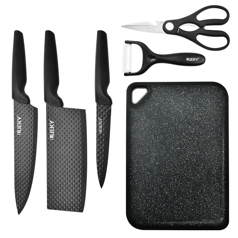 

Knife Set Black Steel Knife Cutting Board Two - In - One Cutting Board Cutting Fruit Baby Knife Dormitory Knife Set