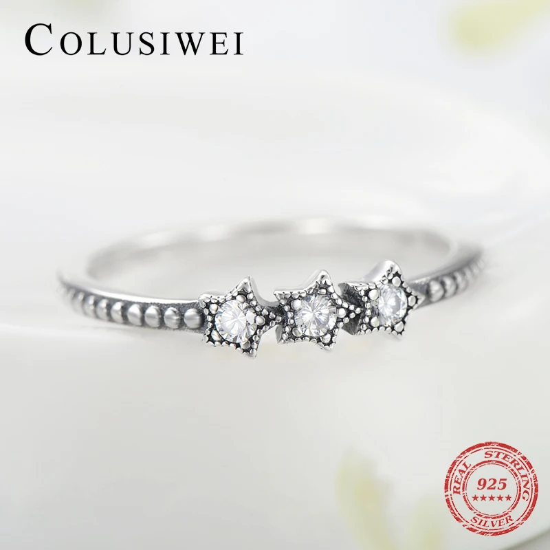 Кольцо женское из серебра 925 пробы со сверкающей звездой|Кольца| |