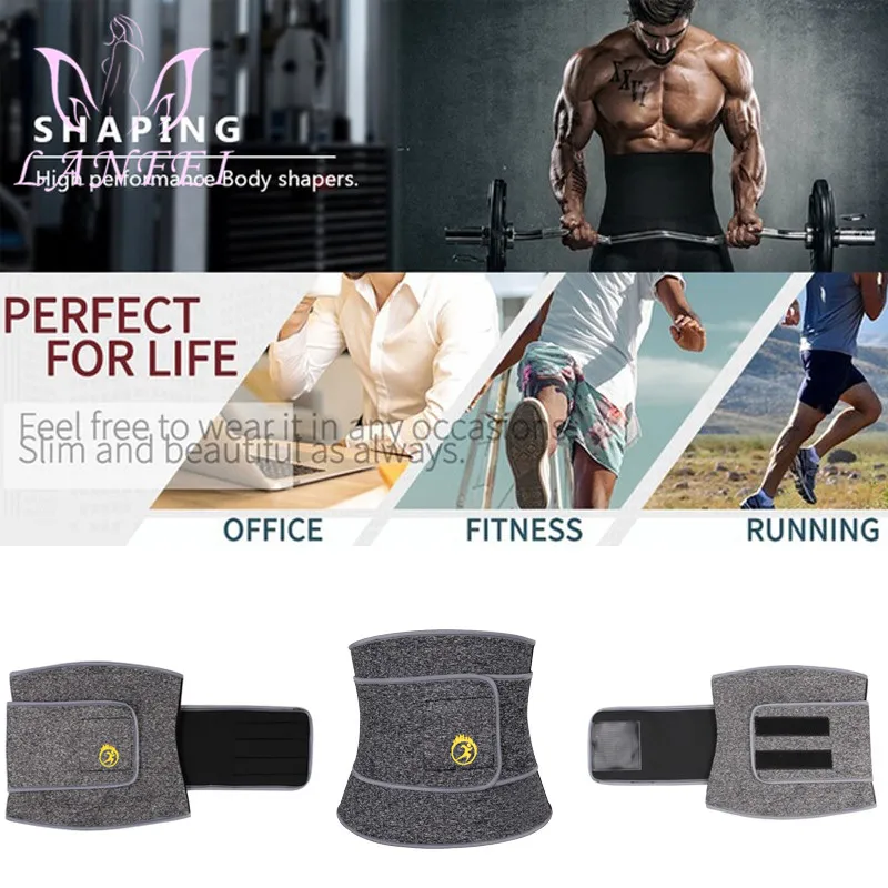 LANFEI Men Neoprene Waist Trainer Trimmer Belt Sauna Slimming Body Shaper Thermal Corset Sport Sweat Cincher Strap Weight Loss