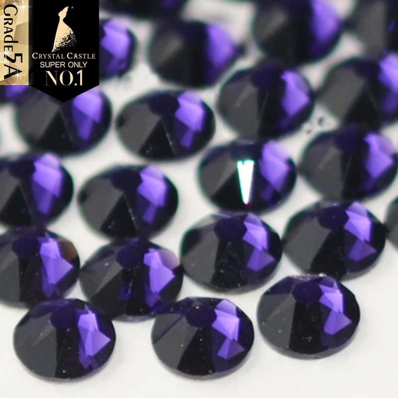 Хрустальный замок 5A 2038 топ горячей фиксации Стразы фиолетовый бархат утюжок