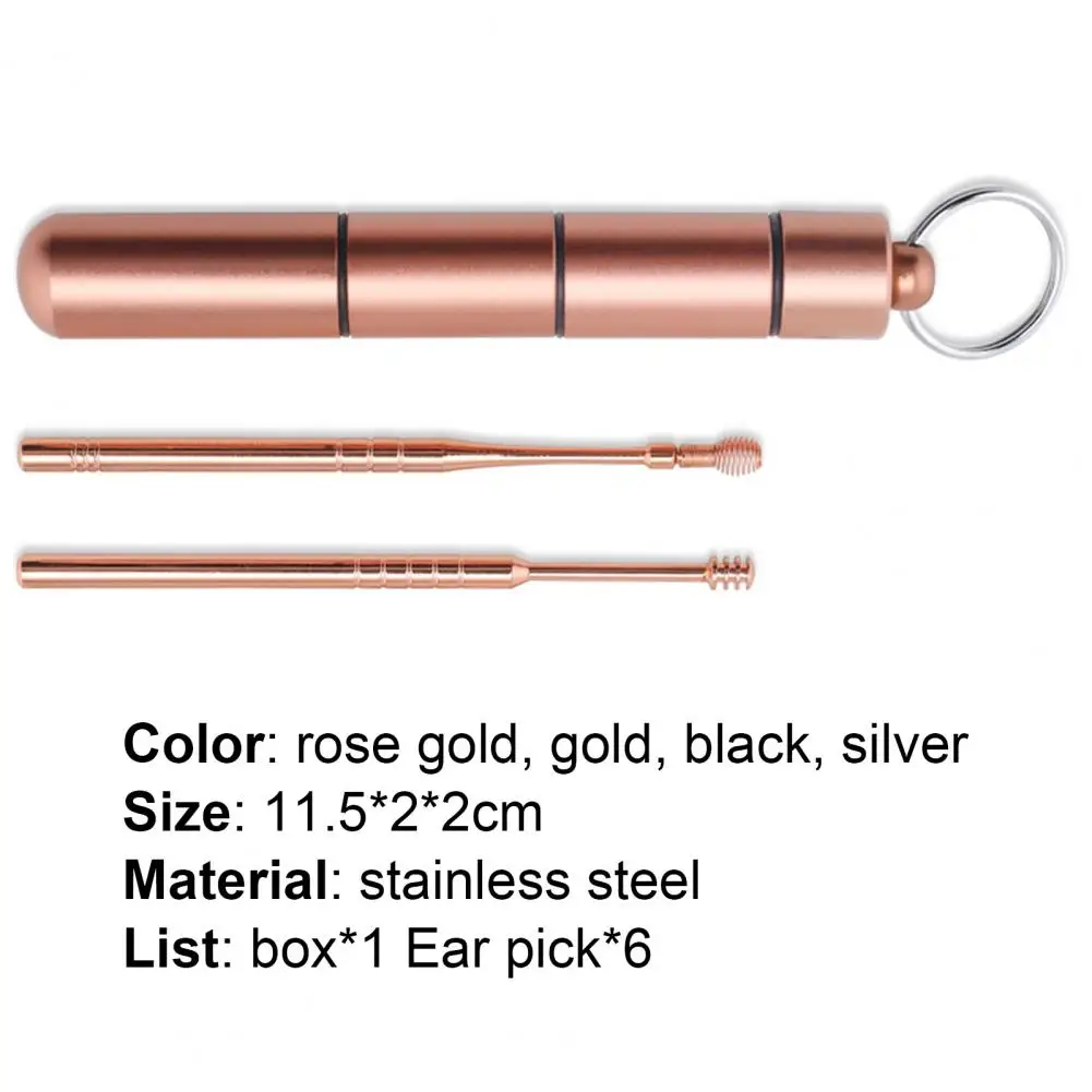 

6Pcs/Set Ear Pick Spiral Comfortable Stainless Steel Ear Cleaning Tool Set for Adults Ear Cleaning Tool