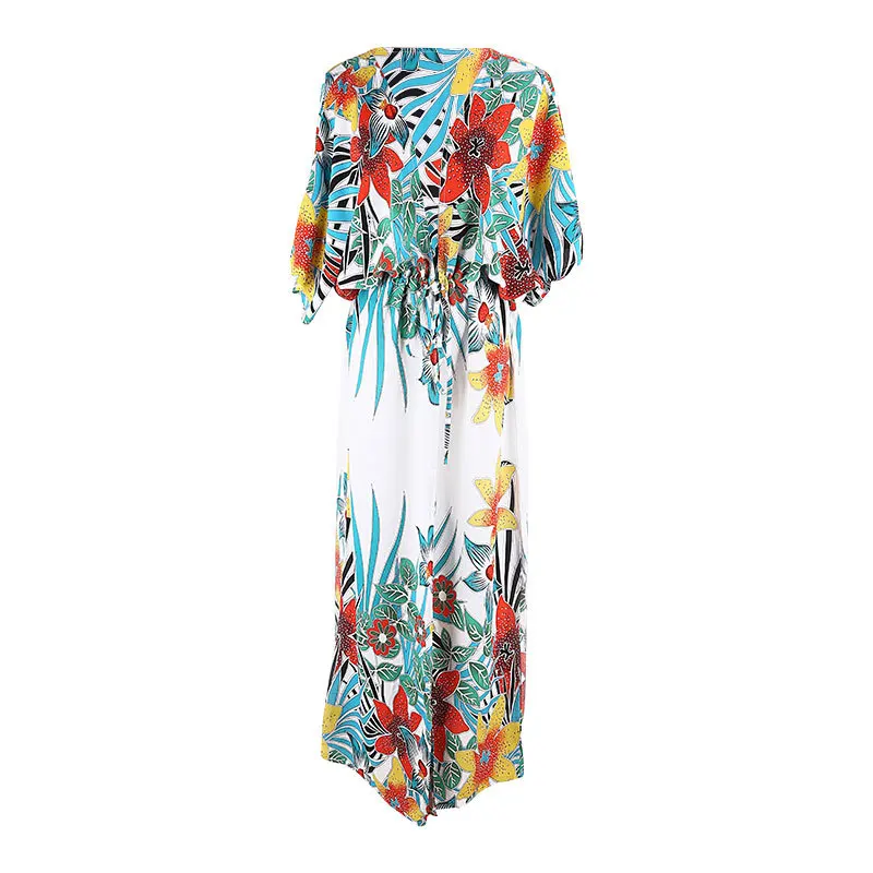 

Cotton Swimsuit cover up Robe de Plage Kaftan Print Beach Dress Vestidos de Playa Sarong Bikini Cover up Swimwear Women Tunic