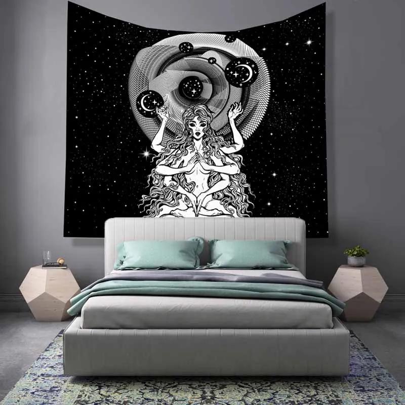 Гобелен с Луной черная богиня макраме настенный подвесной гобелен для спальни