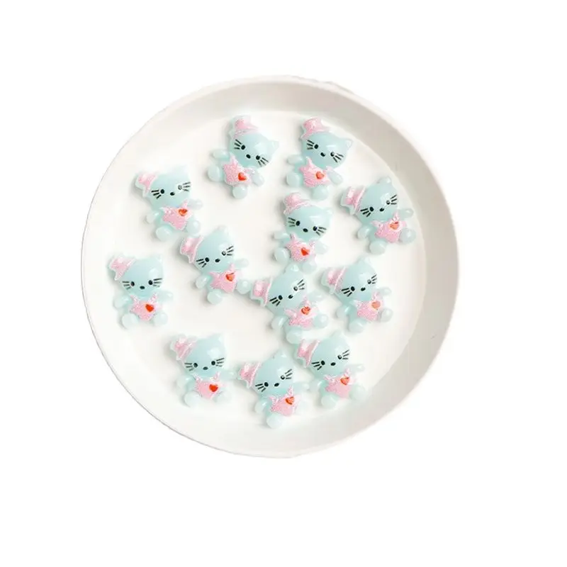 Новые плоские стразы из смолы с милым котом 9.5x11мм 3D для дизайна ногтей нанесение