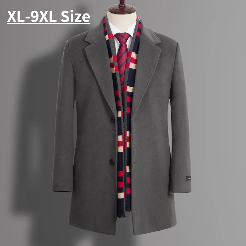 

New Winter Men Wool Blazer Suit Oversized 9XL 8XL Loose Thick Warm Business Casual Woolen Cloth Male Jacket Outerwear
