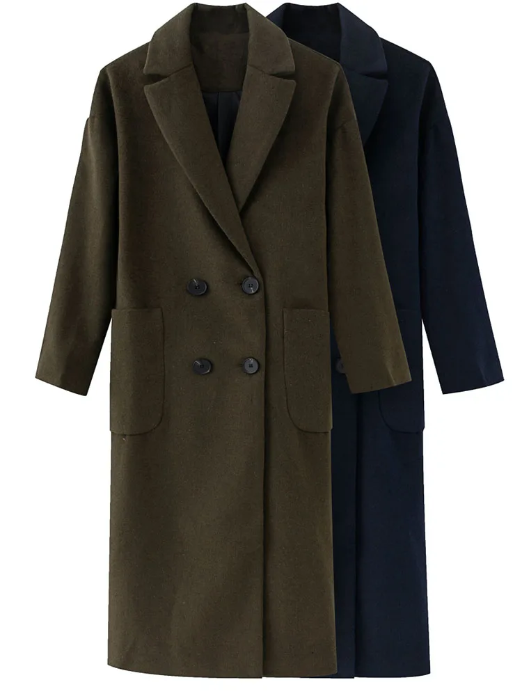 

PUWD Casual Woman Long Coat 2020 Fashion Office Ladies Autumn Double breasted Jackets Female High Street Overdress